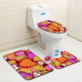 Zeegle Romantic Valentine 3Pcs Toilet Rug Set Non-slip Bathroom Floor Mats Flannel Bathroom Carpet Toilet Lid Cover Bath Mat Set