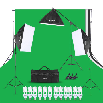 Andoer Photo Studio Kit 12 LED 45W Photographic Lighting Kit Camera & Photo Accessories 3 light stand 3 softbox for Camera Photo