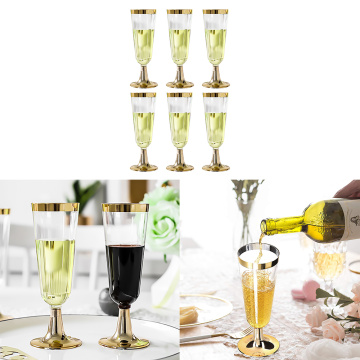 New 6pcs Disposable Plastic Red Wine Glass Champagne Flute Cocktail Glass Western Cuisine Cup For Friend'S Party Celebration