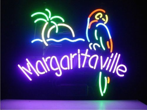 Jimmy Buffett Margaritaville Glass Neon Light Sign Beer Bar