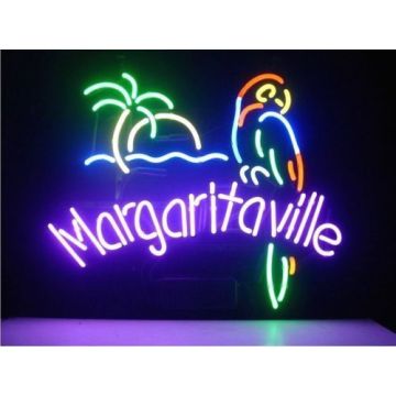 Jimmy Buffett Margaritaville Glass Neon Light Sign Beer Bar