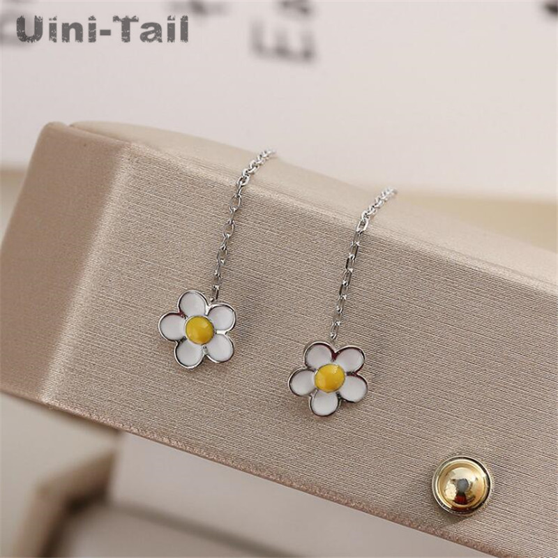 Uini-Tail hot sale new 925 sterling silver temperament sweet plum ear line fashion trend small fresh flower tassel ear line