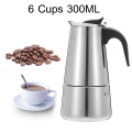 6 Cups Coffee Maker Pot Stainless Steel Mocha Espresso Latte Stovetop Filter Moka Coffee Maker Coffee Pot for Kitchen 300ML