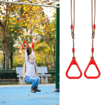 Children Plastic Trapeze Swing Bar with Plastic Gym Rings for Outdoor Fitness Toy Swing Rope Seat Garden Toy Swings