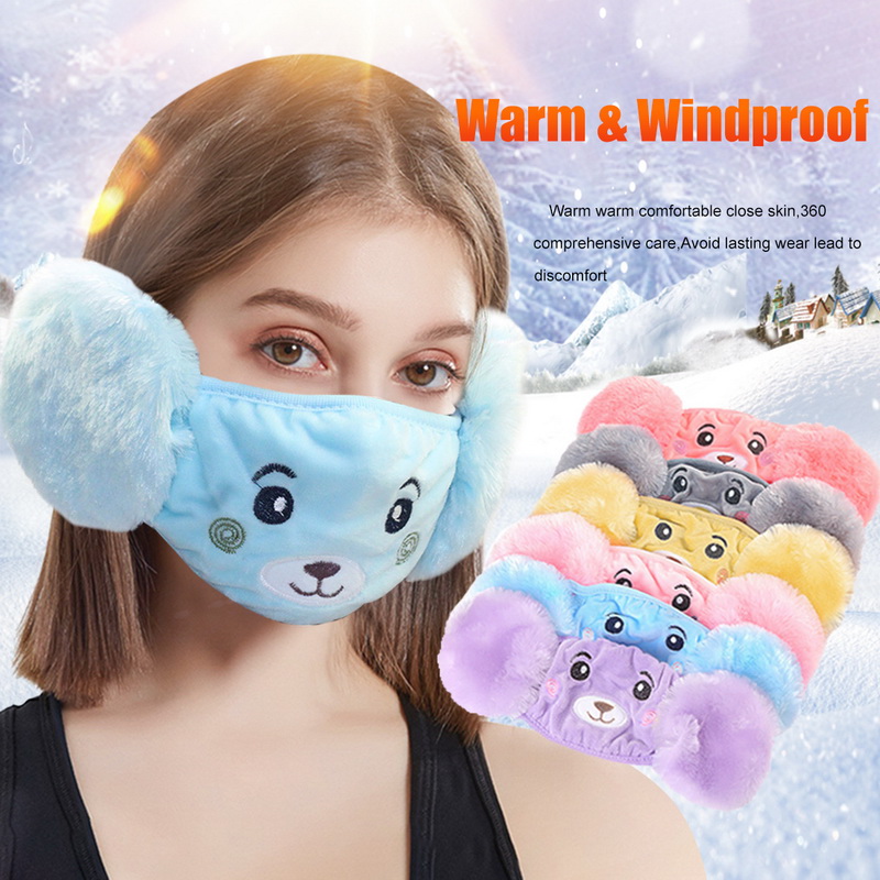 New Cartoon Winter Warm Earmuffs for Girls Women Earmuff Mask Plus Velvet BoysSoft Winter Ear Muff Wrap Band Ear Warmer Earlap