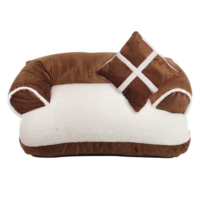Pawstrip Luxury Pet Dog Sofa Beds With Pillow Detachable Wash Soft Fleece Cat Bed Warm Chihuahua Small Dog Bed S/M/L