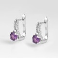 GEM'S BALLET 2.44ct Oval Natural Amethyst Jewelry Set 925 Sterling Silver Earrings Ring Set Gemstone Jewelry For Women