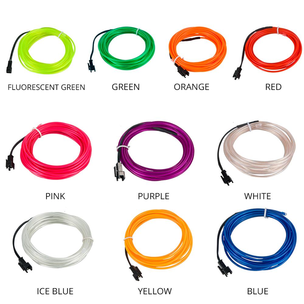 1M/2M/3M/4M/5M Flexible Rope EL Wire Neon Light Waterproof LED Strip Neon Tape Tube 10 Color Glow String Light Dance Party Decor