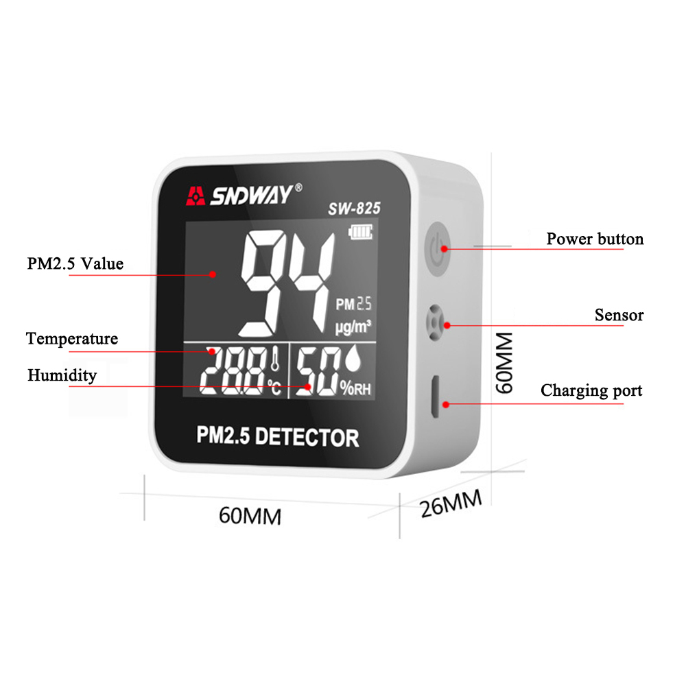 Sndway Air Quality Monitor Gas Analyzer Laser PM2.5 Particle Detector Temperature Measure Humidity Meter Diagnostic Tool