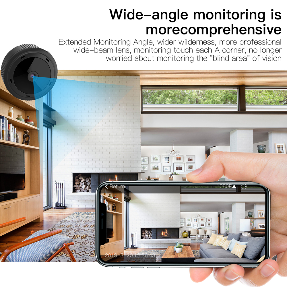 W10 Mini Camera, Wireless WiFi 1080P HD Home Security Surveillance Cameras with Night Vision Motion Detection 16\32\64G SD Card