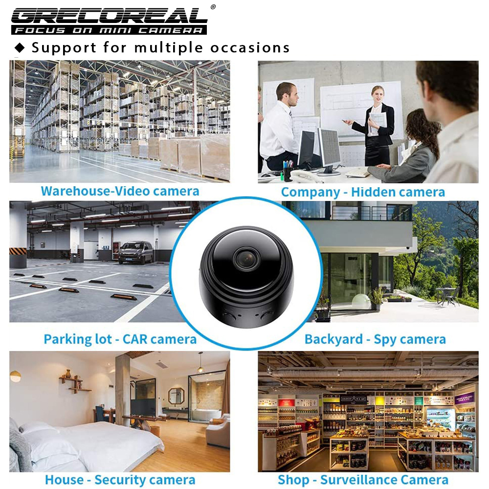 GRECOREAL A9 Wifi Mini Camera 1080P HD Wireless IP Cam Indoor Home Detection Security Surveillance DVR Support Hidden TF Card