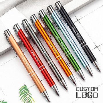 5pcs Laser Engraved LOGO Ballpoint Pen New Personality GIft Pen Customized FREE With Your Text School Office Supplies