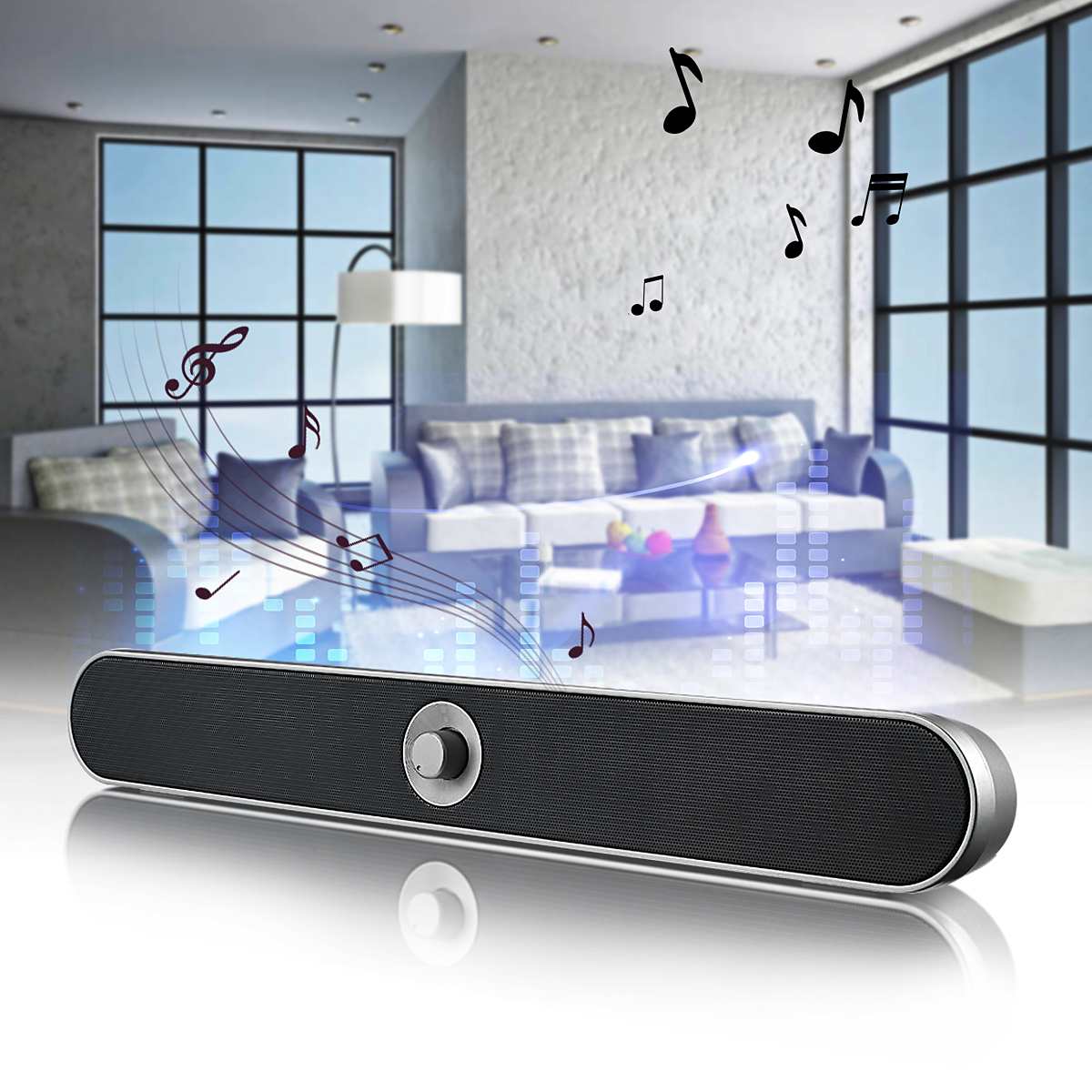 Outdoor HIFI Sound Bar USB Wired/Wireless Bluetooth Home Theater FM Radio Surround SoundBar Subwoofer for PC TV Computer