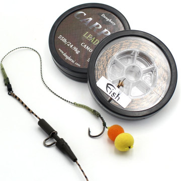 5m Lead Core Carp Fishing Line 12 Braided Hook Link Leader Camo Brown Wire Quick Sinking Carp Supplies Rig Fishing Line