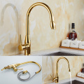 Pull Out Kitchen Faucet Hot Cold Water Mixer Brass Antique Bronze Deck Mounted Kitchen Sink Faucet ELK1125