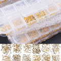 12 Grids Metal Rivet Nail Art Decoration Studs Mix Style Stars Moon Gold Silver Strass Jewelry DIY 3D Charms Accessories CH772-1