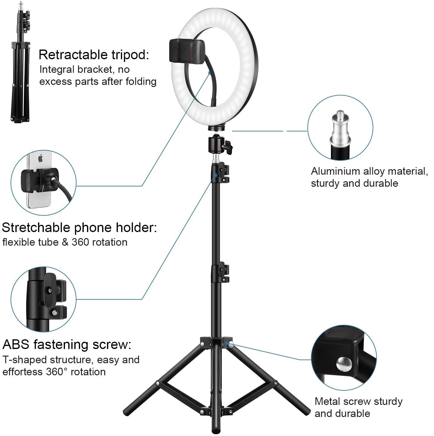 LED Photography Fill Lighting with Tripod Stand Camera Photo Studio Circle Led Selfie Ring Light Phone Lamp Video Youtube