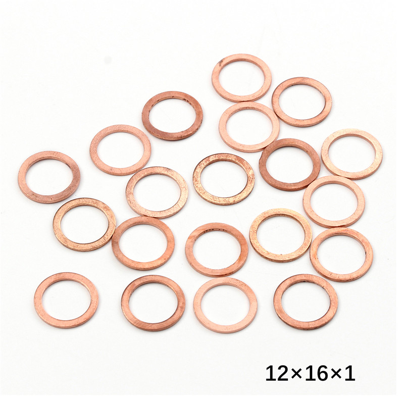 20PCS/Pack Solid Copper Washer Flat Ring Gasket Sump Plug Oil Seal Fittings 12*16*1MM Washers Fastener Hardware Accessories