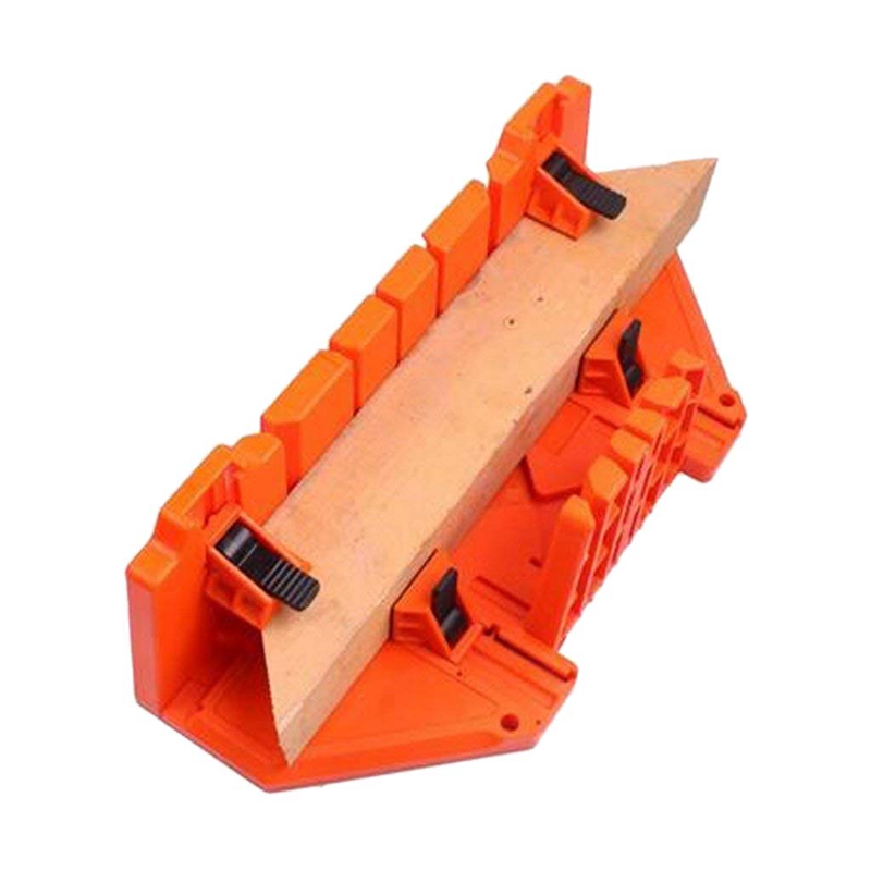 New-Multifunctional Miter Saw Box Cabinet 0/22.5/45/90 Degree Saw Guide Woodworking - Orange, 14inch with Clamp