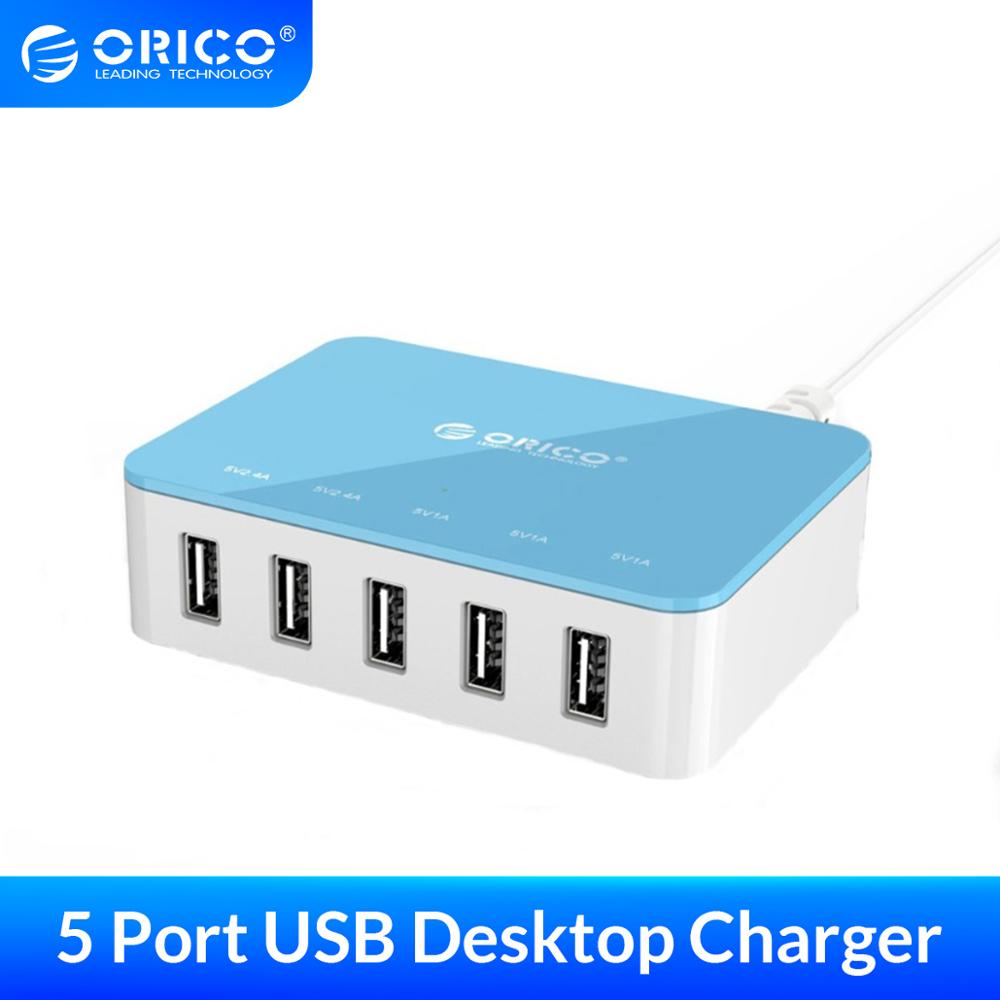 ORICO 5 Port USB Charger Portable Smart Desktop Charging Station With Power Adapter For iPhone 12 Huawei Mate 30 Tablet