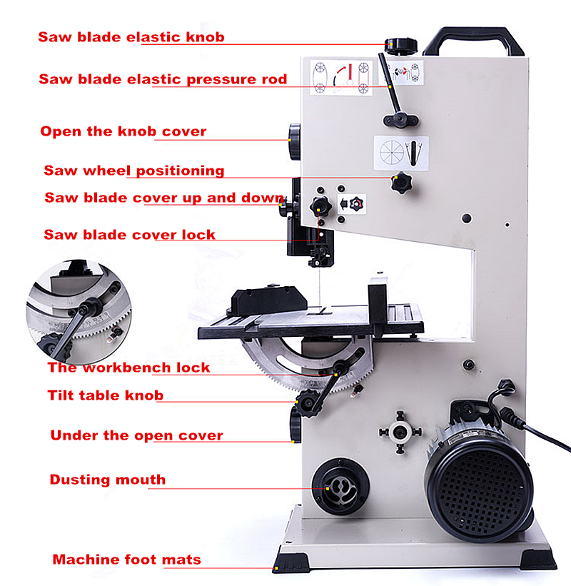 9.5 inch Multifunctional Woodworking Band Saw Machine Small Curve Saw 220V
