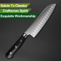 XINZUO 7'' Santoku Knife 3 Layer 440C Core Clad Steel Chinese Kitchen Knives Stainless Steel Carving Vegetable Knife G10 Handle