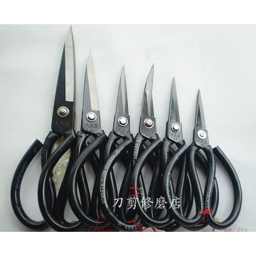 Large star bend over blade leather scissors alice head rubber grip handle industrial carbon steel scissors