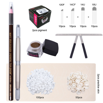 Microblading Tattoo Kit 3D Microblading Kit Eyebrow Brow Embroidery Practice Ink Eyebrow Lip Tattoo Practice Microblading Pen