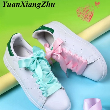 New Shoelaces Satin Silk Ribbon Shoelaces White Sneaker shoes lace Canvas shoe laces 2cm Width 80cm/100cm/120cm Length Shoelace