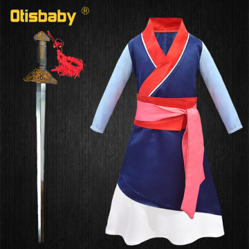 New Movies Halloween Child Hua Mulan Costume Christmas Girls Mulan Dress Children Traditional Chinese Clothes Mulan Hair Sword