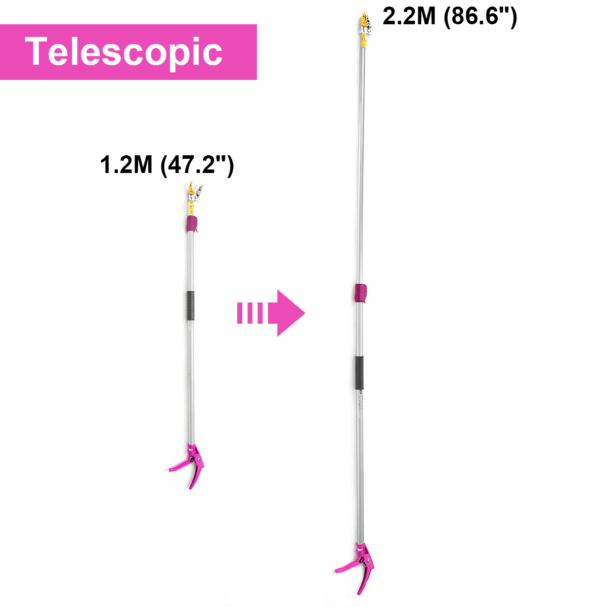 2.2m Extra Long Reach Pruner Cut and Hold Bypass Pruner Max Cutting Fruit Picker and Tree Cutter For Garden
