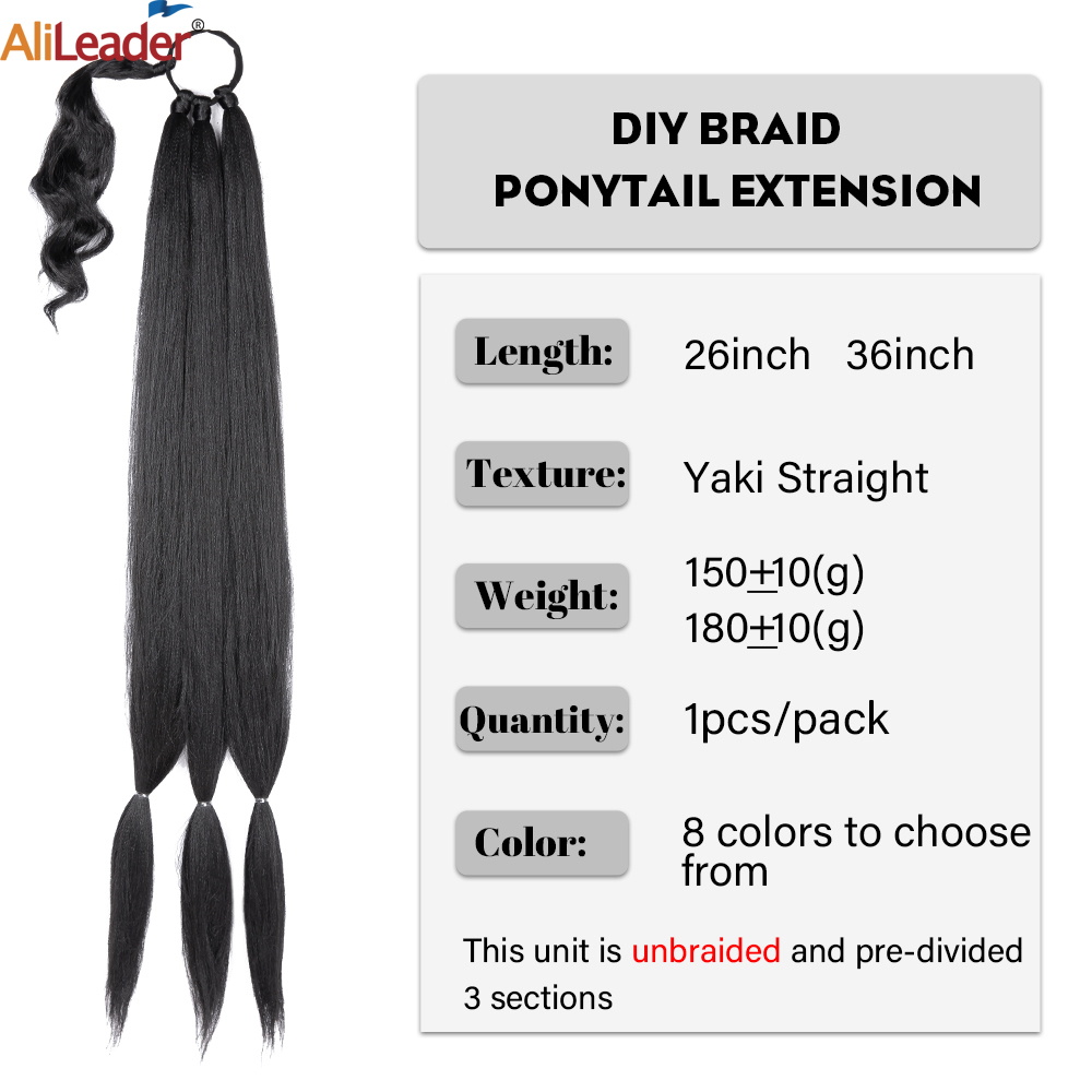 Alileader Custom Color And Logo 8 Colors Synthetic Ponytail Extension Jumbo Straight Pre Stretch Braiding Hair