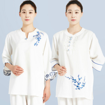 Women Embroidery Short Sleeve Chinese Traditional Tai Chi Uniforms Kung Fu Clothing Martial Art Wear Shirt And Pant