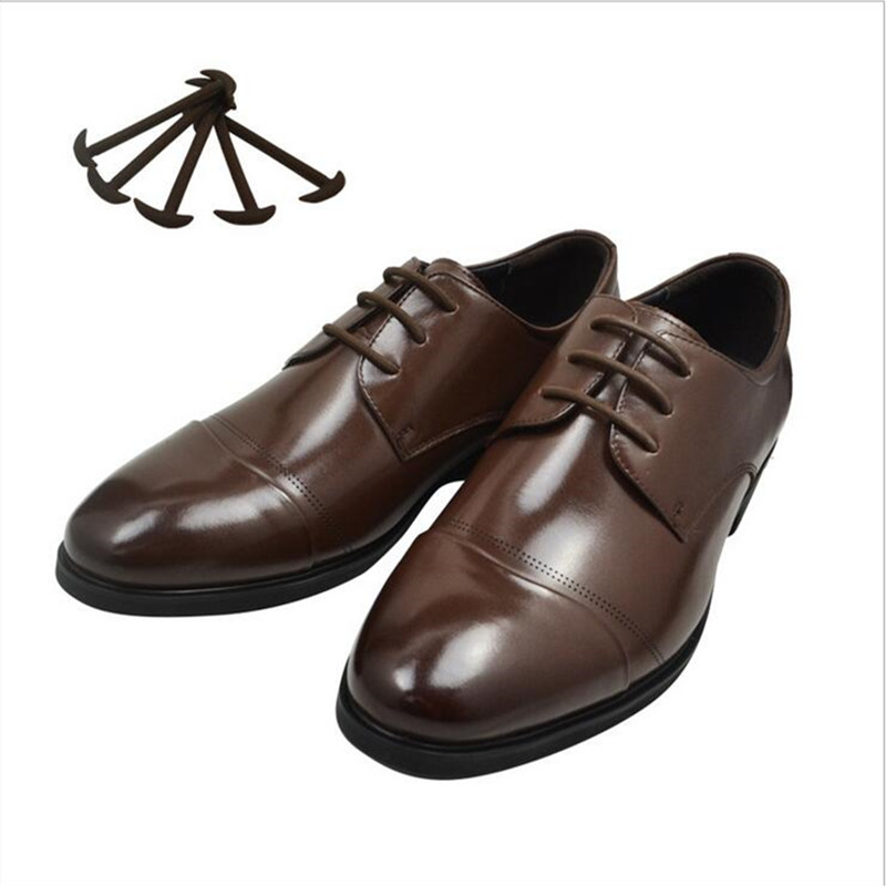 Brown Black 10pcs/Lot Silicone Shoelaces Lace Lazy Rubber Shoe Laces Elastic Silicone Shoe laces for Men Women Business Shoe