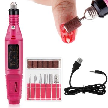 1Set Professional Mini Electric Nail Drill Machine Manicure Pen Nail File Milling Cutter Gel Polish Remover Pedicure Nail Art