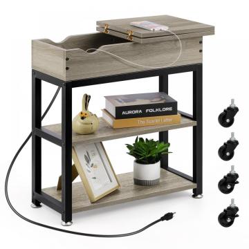 Industrial Bedroom End Table with Charging Ports