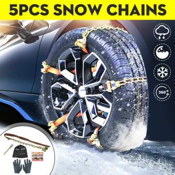 5PCS Car Tire Snow Chains Winter Car Truck Wheel Belt Mud Sand Emergency Adjustable Wear-resistant Anti-Skid Snow Chains