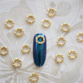 100pcs Gold Hollow Twist Circle 6mm 3D Alloy Nail Art Rhinestone metal manicure nails accessories nail art decoration DIY charms