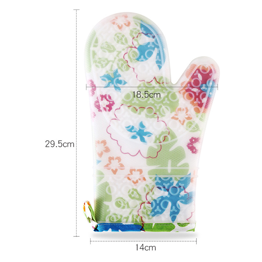1Pc Kitchen Floral Thicken Cotton Padded Heat Resistant Oven Baking Protection Glove Mitten