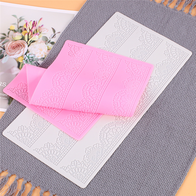 Aomily Beautiful Silicone Lace Flower Wedding Cake Flower Fondant Mold Lace Mousse Sugar craft Icing Mat Pad Pastry Baking Tool