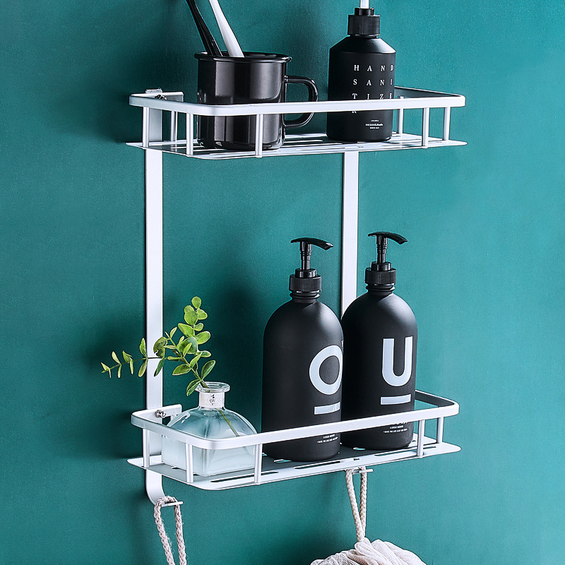 Bathroom Shelves Double Layer Shower Shelves Storage Soap Shampoo Aluminum Rack Holder Organizer Shelves for Bathroom