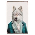 Metal Tin Signs Humorous Cartoon Animal Head Decor Metal Door Wall Stickers Plaque Plate Club Classical Retro Painting Home Pub