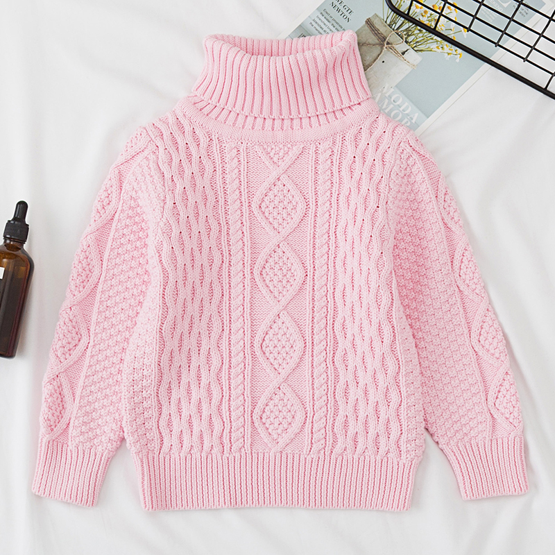 Autumn 1-7 Yrs Boys Girls Sweaters Turtleneck Solid Baby Kids Sweaters Soft Warm Long Sleeve Turtleneck Winter Sweaters For Girl