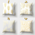 Fresh Golden Leaves Cushion Cover Soft Peach Skin Pillow Covers Decorative for Sofa Seat Car Bed Living Room Decoration 45x45cm