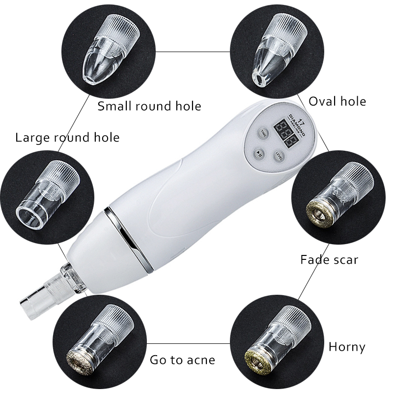 Face Clean Portable 7 Tip Diamond Dermabrasion Blackhead Vacuum Cleaner Suction Removal Scar Acne Pore Peeling Skin Care Device