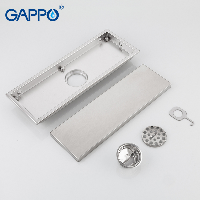 GAPPO Drains stainless steel recgangle bathroom floor waste drains shower drain strainer anti-odor ater drains strainer