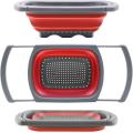 Silicone Kitchen Collapsible Colander Strainer Over The Sink Vegtable Fruit Colanders Strainers with Extendable Handles