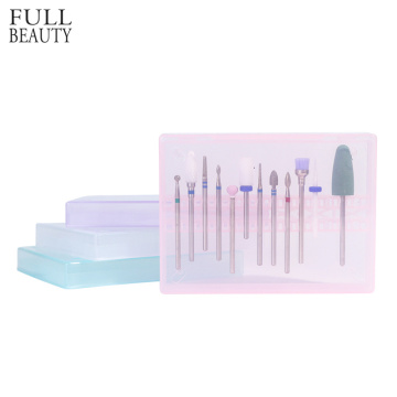 1pcs 14 Holes Acrylic Clear Holder for Electric Nail Drill Files Manicure Exhibition Tools 4 Color 3/32
