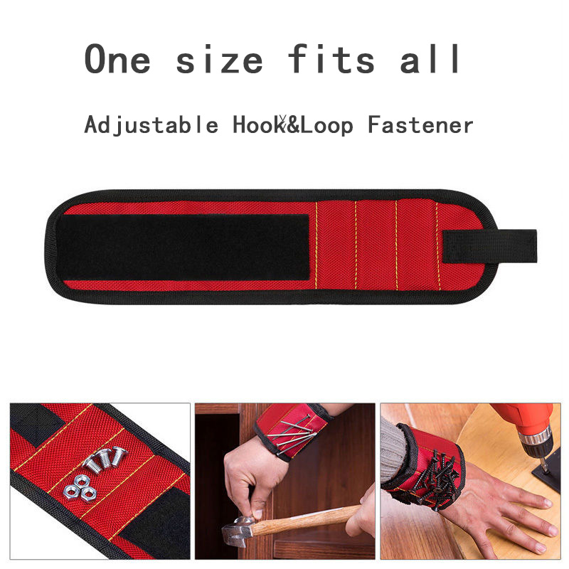 Polyester Magnetic Wristband Portable Tool Bag Electrician Wrist Tool Belt Screws Nails Drill Bits Holder Repair Tools