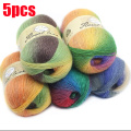 5pcsX100g Cashmere Yarn crochet yarn for knitting Rainbow Line Fancy Melange Combed Sewing High Quality